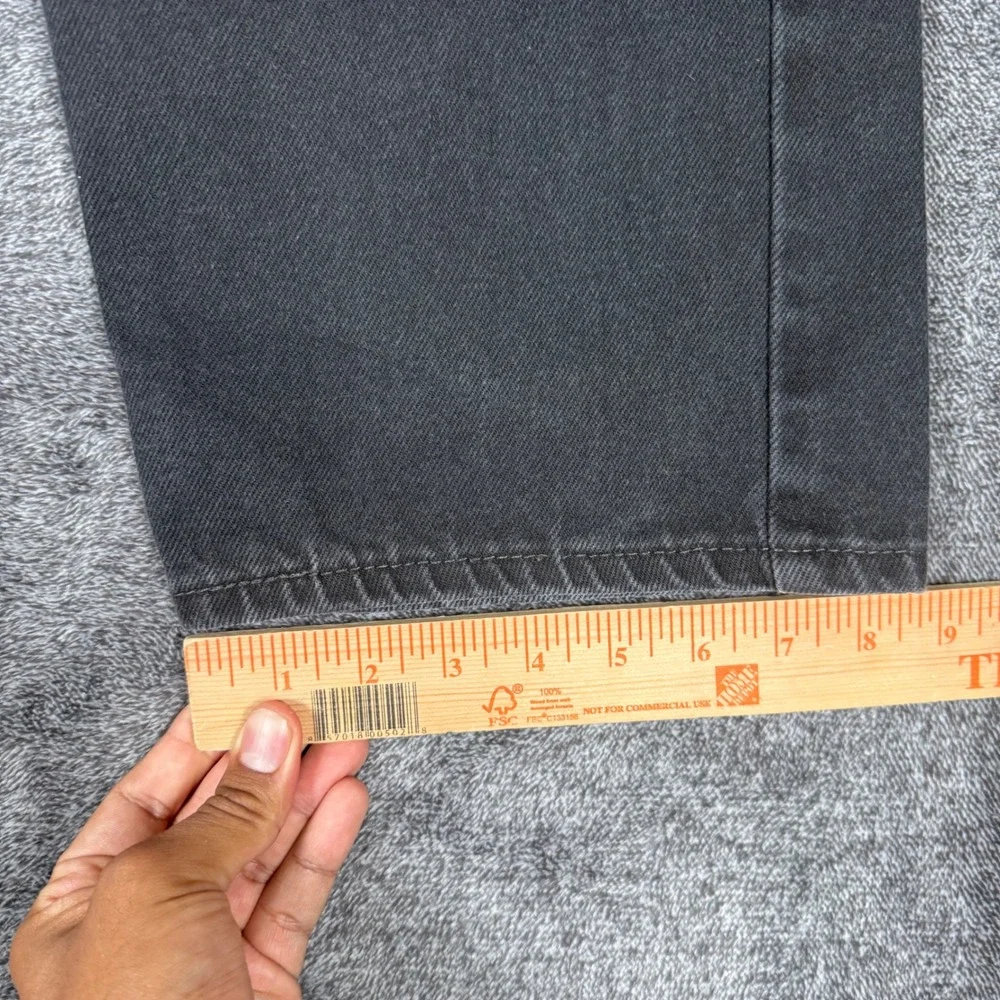 Levis 505 Regular Fit Straight Leg Black Denim Jeans Mens 42x32 100% Cotton